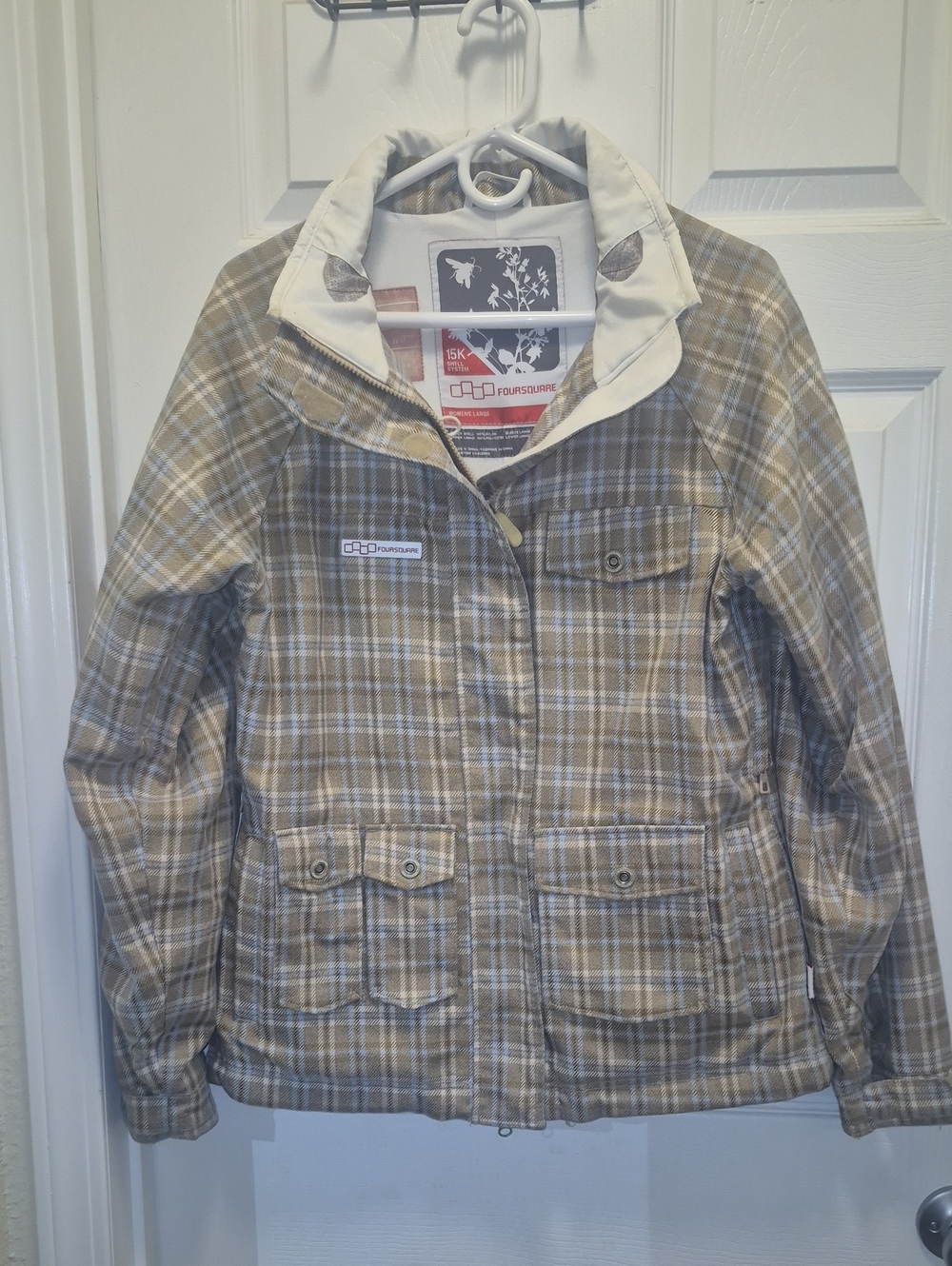 Foursquare Limited Edition Women's Plaid Ski Jacket in Beige